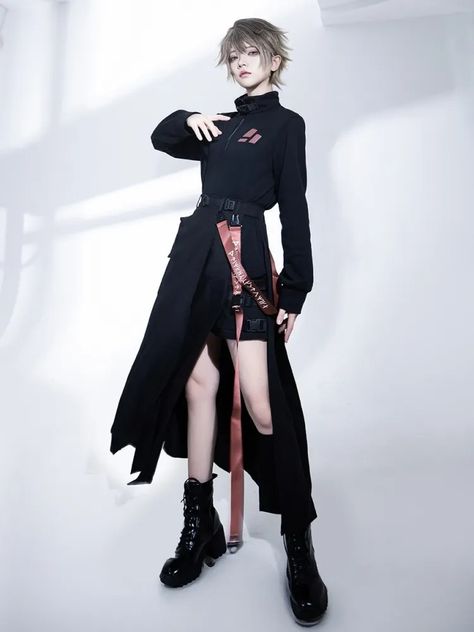 Black Futuristic Techwear Long Skirt with Straps and Waist Bag Princess Chronicles, Skirt With Straps, Person Pose, Techwear Outfits, Female Pose, Techwear Fashion, Futuristic Fashion, Japanese Street Fashion, Reference Poses