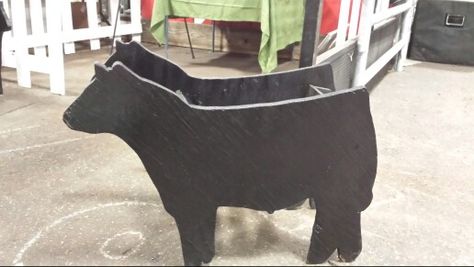 Wooden Cow Planter Box Pattern, Cow Planters Diy, Cow Planter Diy, Ag Shop Projects, Show Sheep Silhouette, Ag Projects Ideas, Cow Planters, 4h Project Ideas, Glo Forge