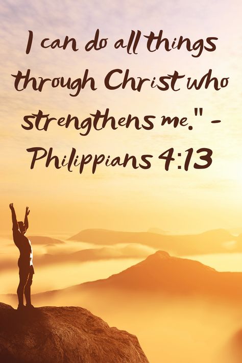 I can do all things through Christ who strengthens me.” - Philippians 4:13 A reminder that with faith and Christ’s strength, we can overcome any challenge. 🙏✨ #Inspiration #Faith #StrengthInHim You Can Do All Things But Fail, Strength Images Pictures, With God I Can Do All Things, We Can Do This, I Can Do All Things, You Can Do All Things Through Christ, Good Bible Verses For Athletes, Bible Verse For Sports Motivational, I Can Do All Things Through Christ Quote