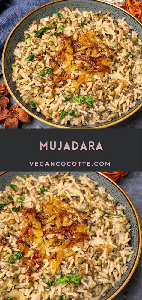 Mujadara (Lebanese Lentils and Rice) Lebanese Lentils And Rice, Lebanese Lentils, Lebanese Dishes, Bulgur Recipes, Lentils Rice, Greek Lemon Rice, Caramelised Onions, Curry Recipes Vegetarian, Fast 800