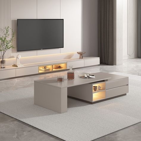 Modern Rectangular Extendable Coffee Table with Drawer Storage - Bed Bath & Beyond - 38393758 Coffee Table With Hidden Storage, Extendable Coffee Table, Small Cottage Kitchen, Sitting Room Design, Brown Coffee Table, Coffee Table With Drawers, Modern Style Design, Tv In Bedroom, Sofa End Tables