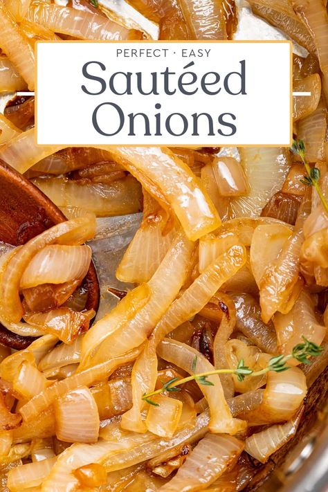 These sautéed onions are quick and easy to make! They're deeply flavorful, slightly sweet, and perfectly tender. Add these sautéed onions to a sandwich, salad, or simply enjoy them as a side dish! 40 Aprons, Sautéed Onions, Sandwich Salad, Side Dish Recipes Easy, Grilled Onions, French Dip, Keto Side Dishes, Onion Recipes, Favorite Comfort Food