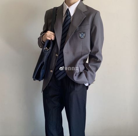 Private School Uniforms Male, Korean Uniform Male, Boys School Uniform Outfits, Anime School Uniform Boys, Private School Uniforms Boys, School Uniform Aesthetic Boy, School Uniform Fashion Men, Japanese School Outfits Male, Boys Uniform School Outfits