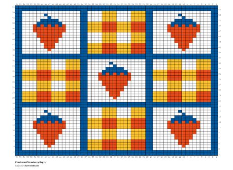 Copy of Checkered/Strawberry Bag by Tara Van Vliet | Chart Minder Strawberry Tapestry Crochet, Strawberry Pixel Art, Crochet Templates, Checkered Crochet, Beads Curtain, Strawberry Bag, Pixel Grid, Colorwork Chart, Crochet Strawberry