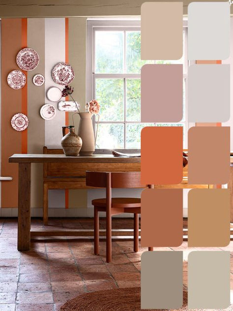 A visual guide featuring the Dulux Colour of the Year 2024, Sweet Embrace™, showing warm colour pink red and brown in kitchen Sweet Embrace Dulux Paint, Orange Painted Walls, Rust Kitchen, Dulux Paint, House Colours, Rust Paint, Colour Trends, Pastel Walls, New House - Kitchen