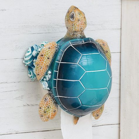 PRICES MAY VARY. 60 Day No Hassle Returns A Bella Coastal Decor Exclusive - Polyresin toilet paper holder in a fun and colorful sea turtle design. 6"W x 10"D x 12"H. Turtle Bathroom Decor, Turtle Bathroom, Colorful Sea Turtle, Blue Sea Turtle, Sea Turtle Design, Glass Fishing Floats, Turtle Decor, Beach Theme Bathroom, Turtle Love