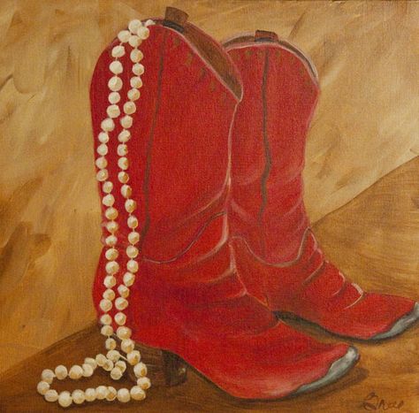 acrylic paintings of cowboy boots | Recent Photos The Commons Getty Collection Galleries World Map App ... Cowboy Reference, Red Cowgirl Boots, Canvas Painting Projects, Wonderful Tonight, Bob Ross Paintings, Wine And Canvas, Wine Painting, Western Paintings, Cow Pictures