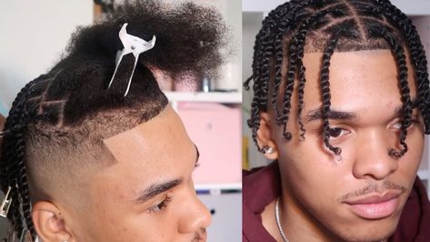 Two Strand Twists Black Men Hair, Two Strand Twist Men Short Hair, Two Braids Men, Mens Twists, Boys Braids, Two Strand Twist Hairstyles, Cornrow Styles For Men, Twist Hair Men, Mens Twists Hairstyles