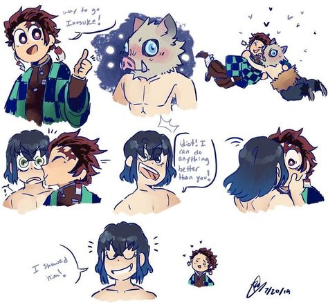 Tanjiro X Inosuke Ship, Inotan Fanart, Ds Fanart, Tanjiro X Inosuke, Demon Slayer Ships, Pfp Demon Slayer, Slayer Meme, Warrior Spirit, Dragon Slayer