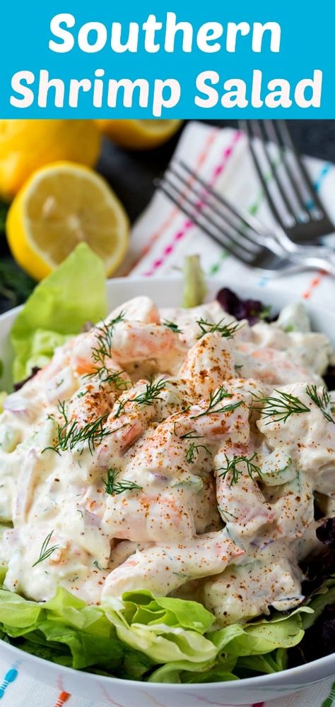 Salad Shrimp, Spicy Southern Kitchen, Shrimp Salad Recipes, Salad Salad, Southern Kitchen, Salad Dishes, Seafood Salad, Autumn Salad, Salad Recipes For Dinner