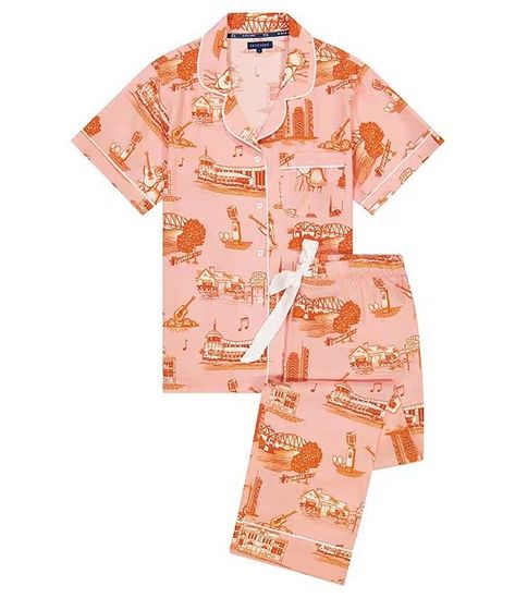 Katie Kime Nashville Toile Woven Pajama Pant Set | Dillard's Toile Pajamas, Wfh Loungewear, Orange Color Combo, Illustrated Icons, Johnny And June, Country Music Hall Of Fame, Katie Kime, Tea Towel Set, Pajama Pant