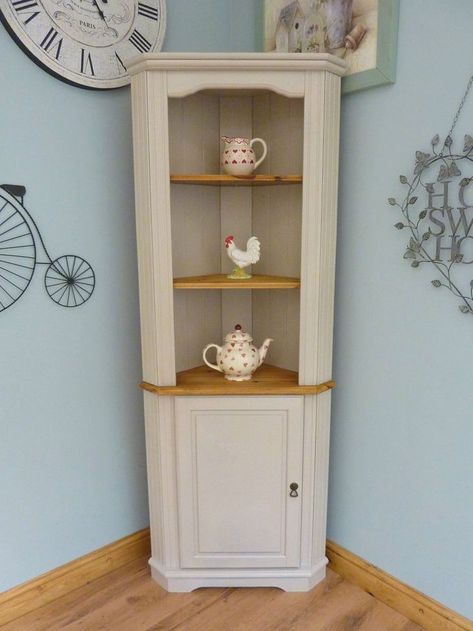 Beautiful Painted Shabby Chic Pine Corner Unit Storage Shelves Cabinet Dresser in Home, Furniture & DIY, Furniture, Cabinets & Cupboards | eBay Shabby Chic Dresser Diy, Shabby Chic Furniture Painting, Shabby Chic Furniture Diy, Muebles Shabby Chic, Shabby Chic Shelves, Shabby Chic Storage, Cabinet Dresser, Upcycled Furniture Diy, Corner Cupboard