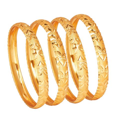 PRICES MAY VARY. Elegant and Classic Design Gold Plated Bangles for Women. All time Best selling design in Gold Bangles. Prices go up from tomorrow so get your Set now. Traditional Gold Bangles Set For Women Comes in Pack of 4 in Premium Quality and Skin Friendly Materials Available in sizes 2.4, 2.6 and 2.8 Intricate Cutwork and Detailing on Each Bangle. Thickness Of each Bangle 8mm Ideal to wear at all parties, weddings, Festival and religious occassions Elegant and Classic Design Gold Plated Gold Bangles Set, Designer Bangles, Gold Bangle Set, Bangles For Women, Bangles Set, Gold Plated Bangles, Selling Design, Bangle Designs, Bangle Set