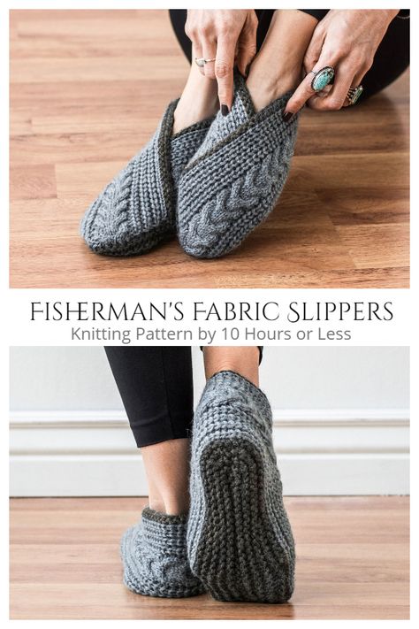 Knitted Adult Slippers, Slippers Knitting Pattern, Fabric Slippers, Knit Slippers Free Pattern, Knitted Slippers Pattern, Fall Knitting, Knitting Paterns, Sock Knitting, Sock Knitting Patterns