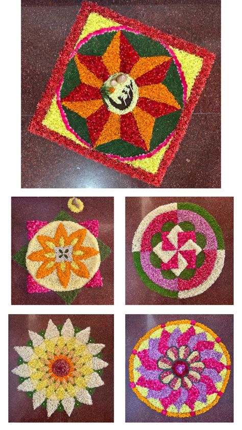 These are various designs of Pookkalam or flower rangoli used during 10 days of Onam celebrations. Pookkalam Designs Onam Small Simple, Pookkalam Designs, Onam Vibes, Simple Pookalam, Onam Pookalam Design, Floral Rangoli, Onam Pookalam, Pookalam Design, स्वामी समर्थ