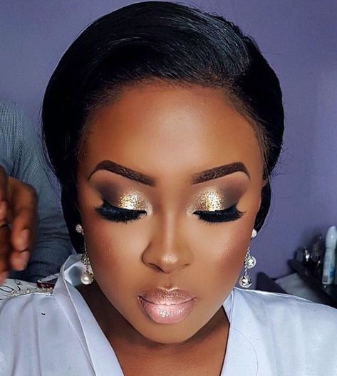 Bridal Glam Makeup Wedding Make Up, Make Up Ideas Black Woman, African American Makeup Tutorial, Black Bridal Makeup, Make Up Diy, Beautiful Wedding Makeup, Wedding Makeup Tips, Face Beat, Gold Eyeshadow