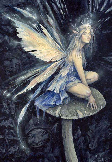 Listen by Brian Froud Celtic Fairies, Faerie Realm, Fair Folk, Fae Folk, Brian Froud, Faery Art, Magic Places, Fairy Paintings, Fairy Drawings