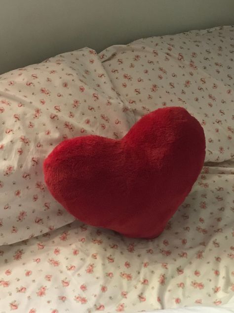 Heart Decor Aesthetic, Red And Pink Aesthetic Room, Heart Room Decor Aesthetic, Lovecore Bedroom Aesthetic, Heart Bedroom Decor, Red Heart Pillow, Heart Bedroom Aesthetic, Heart Pillow Aesthetic, Heart Themed Room