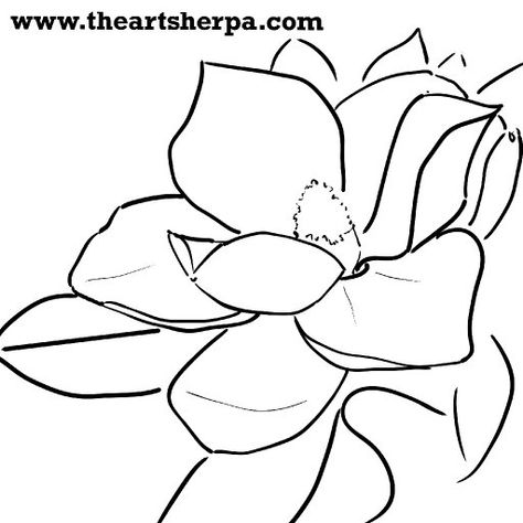 Magnolia Flower Botanical Acrylic Painting Step By Step | TheArtSherpa | The Art Sherpa Painting For Beginners Videos, Magnolia Painting, Acrylic Painting Step By Step, Magnolia Paint, Printable Flower Coloring Pages, Canvas Painting For Beginners, Art Sherpa, Painting Step By Step, The Art Sherpa