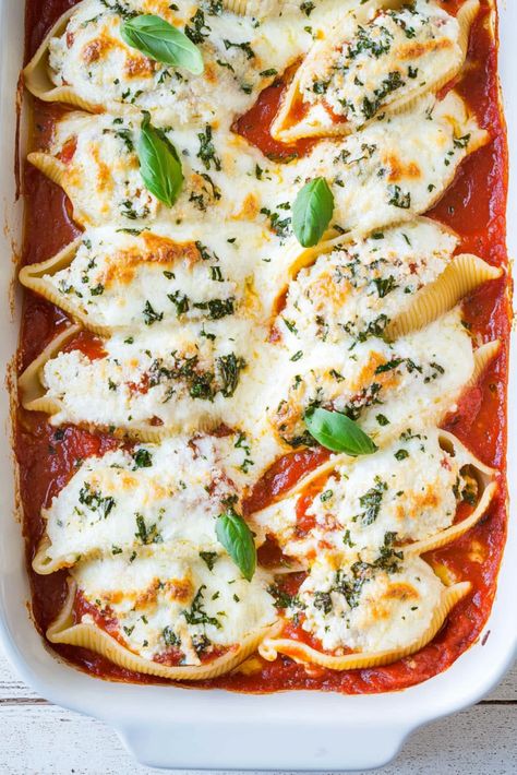 Cottage Cheese Stuffed Shells, Stuffed Shells With Cottage Cheese, Cheese Stuffed Shells Recipe, Healthy Stuffed Shells, Savory Cottage Cheese, Low Calorie Pancakes, Jumbo Pasta Shells, Cheese Stuffed Shells, Shells Recipe