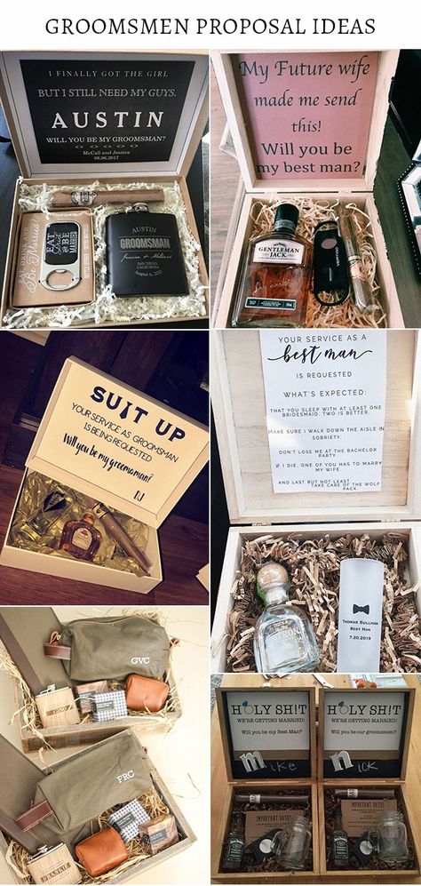 Best Man Proposal Ideas, Groomsmen Proposal Box Ideas, Groomsmen Proposal Ideas, Gifts Box Ideas, Proposal Box Ideas, Groom Box, Groomsmen Boxes, Groomsman Proposal Box, Best Man Proposal