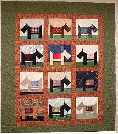 I wish I could have this without coming across as some kind of animal hoarder. Scottie Dog Quilt Pattern, Dog Quilt Block, Stained Glass Quilt, Quilt Pattern Download, Dog Quilts, Barn Quilt Patterns, Cute Quilts, Cozy Quilts, Animal Quilts