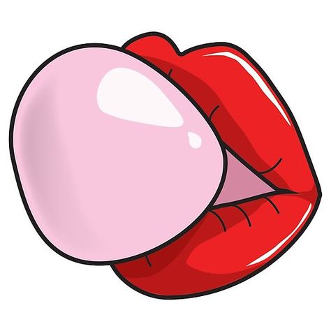 Bubble Gum Tattoo, Pop Art Mouth, Lips Blowing Bubble Gum Drawing, Person Blowing Bubble Gum, Lips Blowing Bubble Gum, Pop Art Text Bubble, Girl Blowing Bubble Gum, Pop Art Speech Bubble, Lips Illustration