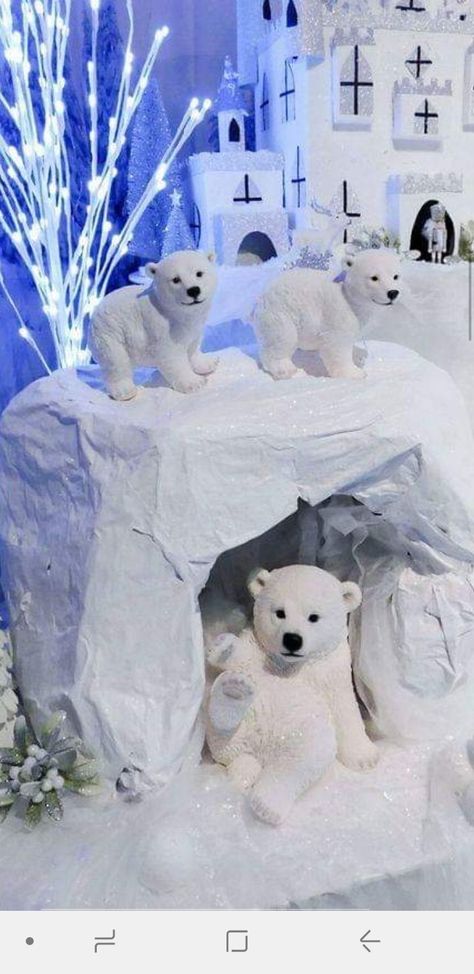 Polar Christmas Decorations, Arctic Christmas Decorations, Igloo Office Decoration, Polar Bear Decorations Winter Wonderland, Artic Christmas Decor, Polar Bear Winter Wonderland, Polar Bears Christmas Decorations, Diy Polar Bear Christmas Decorations, Diy Igloo Craft