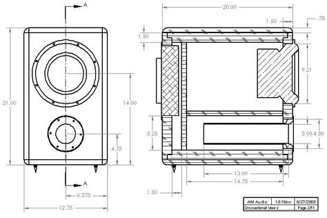 HiVi SP10 DIY Subwoofer Enclosure Drawing 10 Subwoofer Box, Car Speaker Box, Diy Subwoofer Box, Diy Subwoofer, Ported Box, Wooden Speakers, Subwoofer Box Design, Speaker Plans, Speaker Enclosure