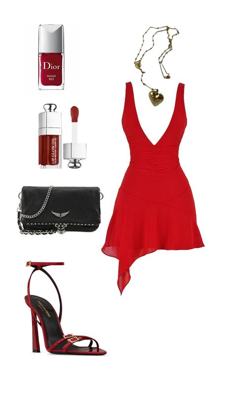 Red Stilettos Outfit, Night Out Outfit Clubwear, Outfit Clubwear, Outfits 2016, Mode Chic, Night Out Outfit, Dressy Outfits, Fancy Outfits, Fashion Aesthetic