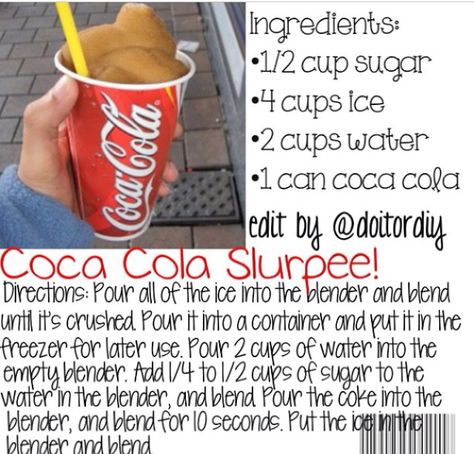 Diy Slurpee, Coke Icee Recipe, Slurpee Recipe, Coke Slushie Recipe, Alabama Recipes, Blueberry Milkshake, Slushy Drinks, Icee Recipe, Fun Drink Recipe