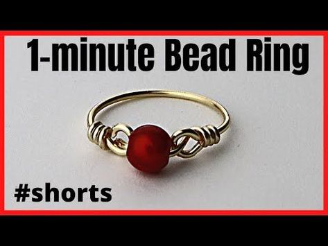 Rings With Beads And Wire, Rings Made With Wire, Rings Wire Wrapping, Jewelry Making Rings Wire, Wire Rings Ideas Easy, Craft Wire Jewelry, Diy Wire Rings With Beads, Wire Wrap Stone Ring, Wire Work Jewelry Rings