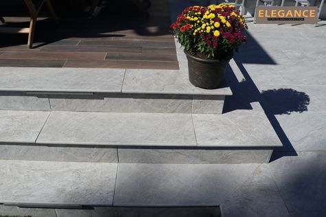 Porcelain Steps, Patio Deck, Patio Design, Modern Luxury, Outdoor Kitchen, Exterior Design, Yard, Stairs, Porcelain