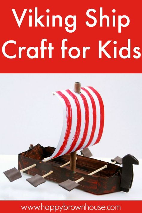 Doing a Viking unit study? This Viking Ship Craft for Kids is a great hands-on way to study Vikings! Kids will love using recycled materials to make this Viking Longboat. #crafts #kids #homeschool #unitstudy #vikings Viking Ship Craft, Vikings For Kids, Viking Longboat, Boat Crafts, Make A Boat, Ship Craft, Build Your Own Boat, History For Kids, Viking Ship