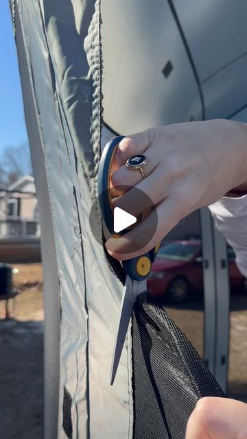 Allan & Melanie Lanier - Fulltime RV Family | Road School on Instagram: "SNIP SNIP BOOM 💥  Would you cut up a brand new gazebo? Here’s how we created a screened and back porch for our camper! We are pretty stoked about this addition and upgrade to our tiny home on wheels. A big shout out to our friends Shawn and Aaron @bluecrabnomads for the inspiration and tips in bringing this vision to life.  I’m not completely done with customizing the gazebo. I still have to do some sewing and add pockets for the magnets that will securely attach the sides of the gazebo to the door of the toy hauler.  ——————————————————————————  #wanderlust #explore #StatetoState #FulltimeRVers #tinyhomeonwheels #FulltimeTravel #FulltimeNomad #Nomad #MemoriesOverThings #Fulltimefamilies #lessissomuchmore #milesofmemo Patio Tents, Camping Gazebo, Fifth Wheel Toy Haulers, Screen Tent, Tiny Home On Wheels, Rv Road Trip, Rv Homes, Patio Enclosures, Home On Wheels