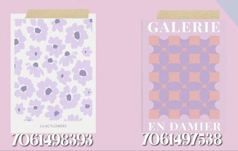 Baby Room Decals, Bloxburg Decals Codes Aesthetic, Preppy Decal, Blocksburg Room Ideas￼, Long Painting, House Decals, Purple Painting, Family Decals, Bloxburg Decals Codes Wallpaper