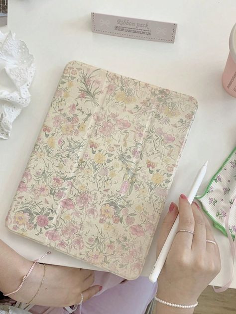 Vintage Floral Pattern Acrylic 2-In-1 Tri-Fold Tablet Protective Case Compatible With Ipad | SHEIN USA Shein Ipad Case, Ipad Case Aesthetic, Xmas 2024, Vintage Floral Pattern, Laptop Cases, Tri Fold, White Collar, Christmas List, Ipad Case