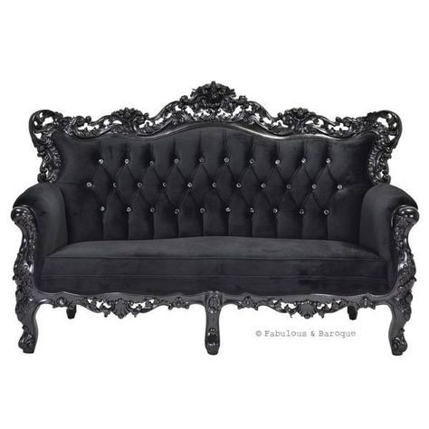 Couch/Sofa/Loveseat Styl Goth, Rococo Sofa, Baroque Bedroom, Black Couch, Deco Baroque, Rococo Furniture, Baroque Furniture, Gorgeous Sofas, Gothic Furniture