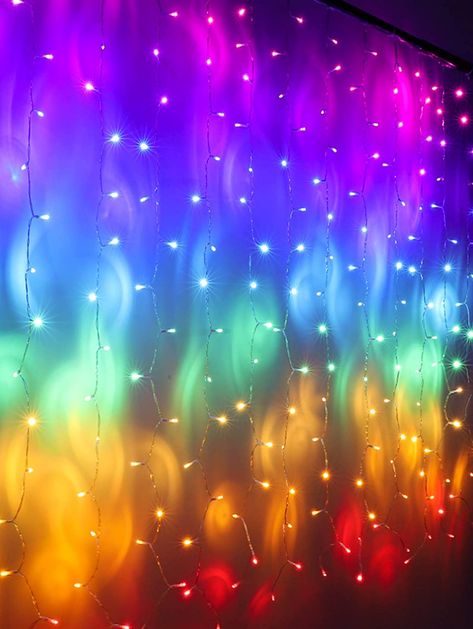 Rainbow Fairy Lights, Teen Bedroom Lights, Rainbow Curtains, Girls Bedroom Curtains, Rainbow Lights, Rainbow Bedroom, Fairy Room, Rainbow Fairy, Unicorn Room