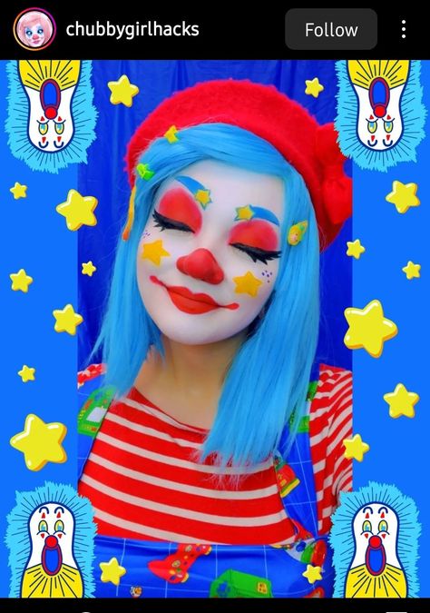 Clown Aethstetic, Clowncore Outfits Aesthetic, Clown Reference Photo, Gothic Clowncore, Clown Astethic, Colorful Clown Makeup, Clown Core Makeup, Fade Into Hue Palette, Pastel Clown