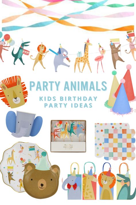 Calling all party animals! Throw a whimsical Party Animal's birthday party! Whether you're throwing a Animal Parade Birthday party, a party animals baby shower be sure to check out this entire line of adorable birthday party decor! Party Animals 1st birthday ideas. Party Animals birthday party, Party animals theme, animal parade party theme Party Animal First Birthday Decorations, Party Animal Birthday Theme Invitations, Meri Meri Animal Parade, Party Animal Cake Smash, Animal Parade Party, Calling All Critters Birthday Party, Party Animal Party Favors, Animal Parade Birthday Party, Party Animal Birthday Theme Decoration