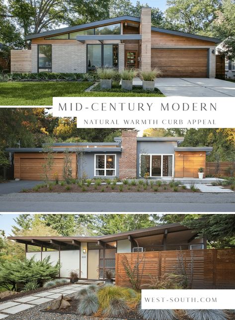 Midcentury Modern Exterior, Mid Century Modern Makeover, Mid Century Modern House Exterior, Mid Century Modern Exterior, Mid Century Exterior, Mid Century Ranch, Home Exterior Makeover, Casas The Sims 4, Modern Ranch