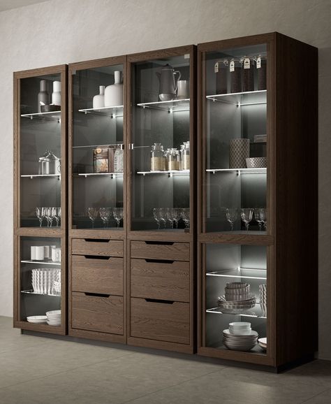 Flavour - Cucine LUBE Crockery Units Modern, Crockery Cabinet Design, Crockery Cabinet, Crockery Unit Design, Almirah Designs, Stairs Storage, Dining Room Cabinet, Modern Cupboard, Crockery Unit