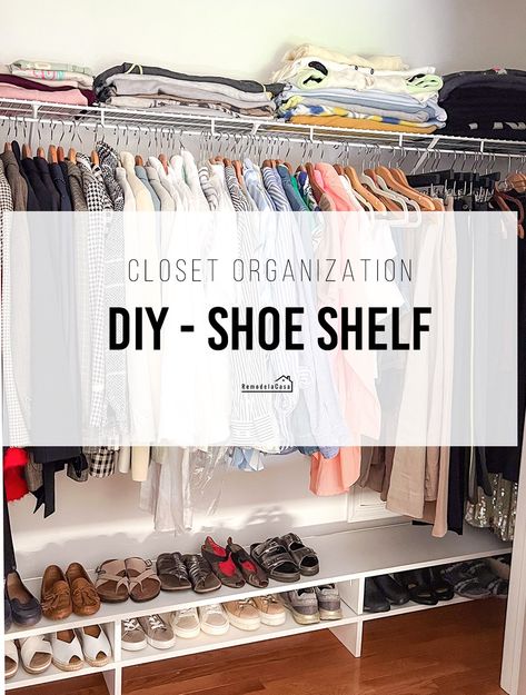 DIY - Shoe shelf - Renter Friendly Shoe Shelf Diy, Shoe Shelf In Closet, Build Your Own Shelves, Closet Shoe, Shelf Cover, Clothing Racks, Fall Decor Inspiration, Closet Organization Diy, Shoe Shelf