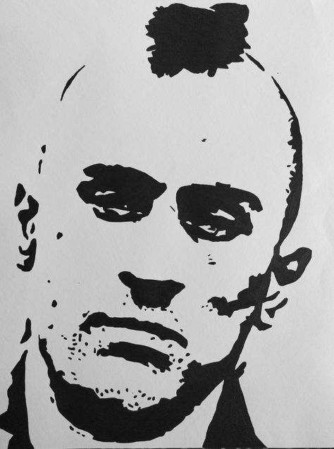 Taxi Driver Stencil, Taxi Driver Drawing, Stencil Art Of Actors, Gelli Printing Tutorials, Face Stencils, David Bowie Art, Silhouette Drawing, Gothic Wallpaper, Black And White Sketches