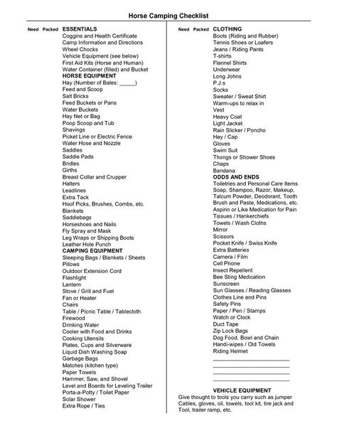 Horse Packing, Basic Camping Checklist, Horse Camping, Endurance Riding, Rv Camping Checklist, Camping Safety, Horse And Human, Horse Camp, Camping List