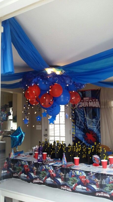 Spider Man Sweet 16, My 14th Birthday, Spider Man Theme, Teen Sleepover Ideas, Teen Sleepover, Spiderman Theme, Spiderman Birthday Party, Themed Rooms, 70s Party