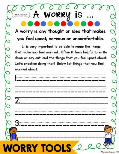 This could be helpful for students to use during writing centers when focusing on one emotion. This worksheet is using writing as the emotion, but the emotion could be interchangeable. Worry Journal, Counseling Tools, Social Emotional Activities, Counseling Kids, Elementary School Counseling, School Social Work, Counseling Activities, Mindful Parenting, Mindfulness For Kids