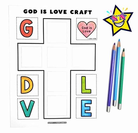 Christian Easter Crafts For Kids, Sunday School Valentines, Kindergarten Sunday School, Sunday School Coloring Sheets, Superstar Worksheets, Religion Activities, Christmas Sunday School, Christmas Sunday, Printable Cross