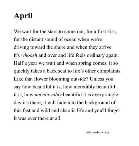 HannahRoWrites on Instagram: "Really talking to myself here. #hannahrowrites #poetryfridays #poetry #poems #poetrydaily #amwriting #love #april #spring #gratitude #flowers" April Poems Quotes, Spring Poems Poetry, April Poem, Poems About Spring, Quotes For Spring, April Poems, April Poetry, Spring Poetry, Flower Poetry